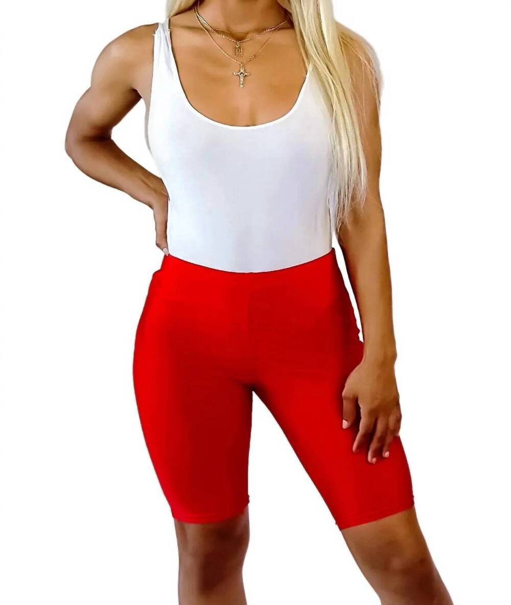 NEW JNK ride with me shiny stretch nylon biker shorts in red